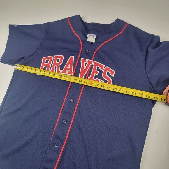 Vintage 90s Majestic MLB Atlanta Braves Andruw Jones #25 Jersey Men's 2XL Navy - Picture 7 of 13